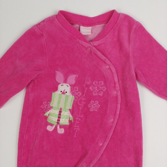 Disney Baby Piglet Holiday Velour Embroidered Snap-Up Footie size 0-3 Months - Picture 5 of 8